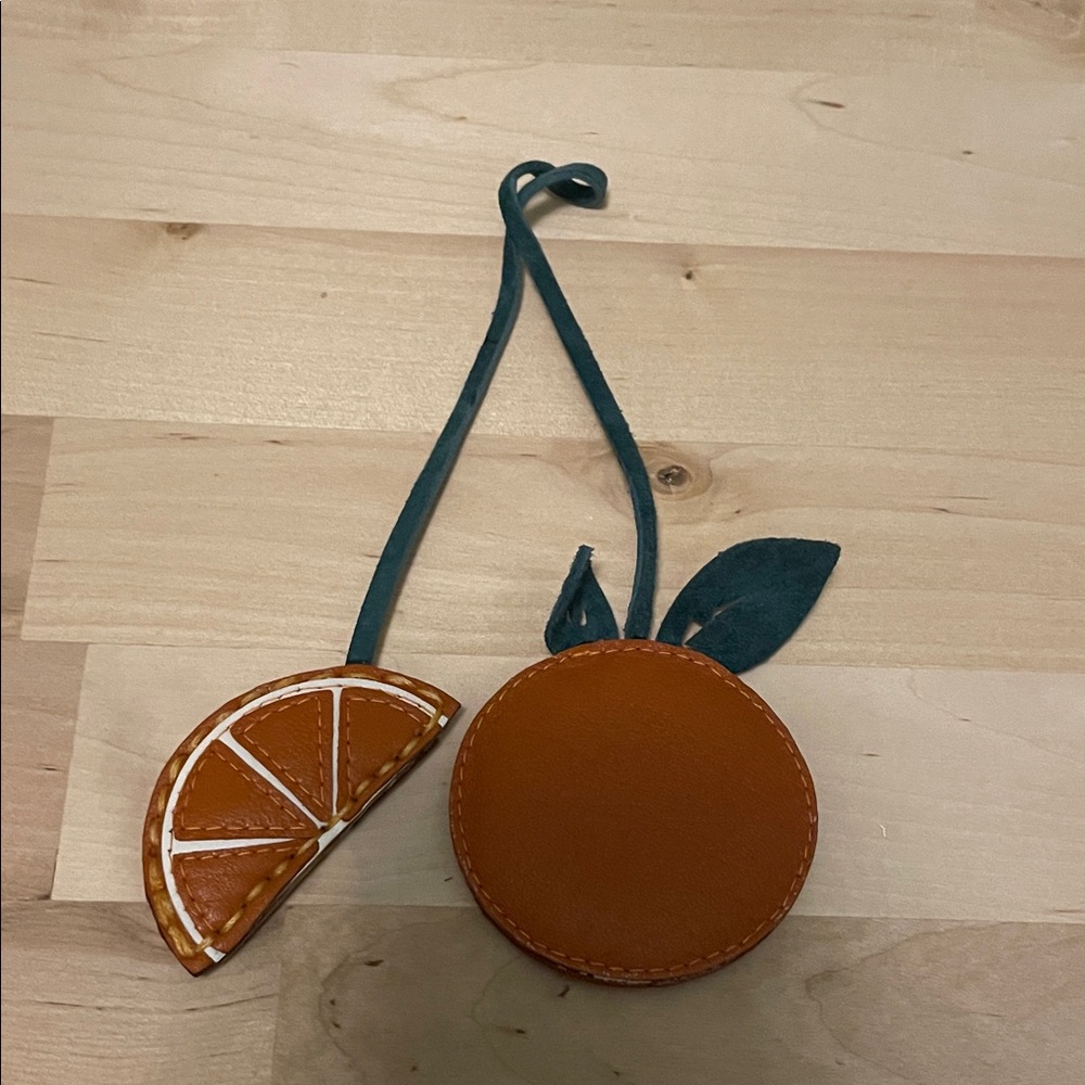 Purse charm - leather orange slice